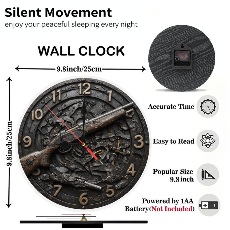 Clock Face With Rifle And Gears