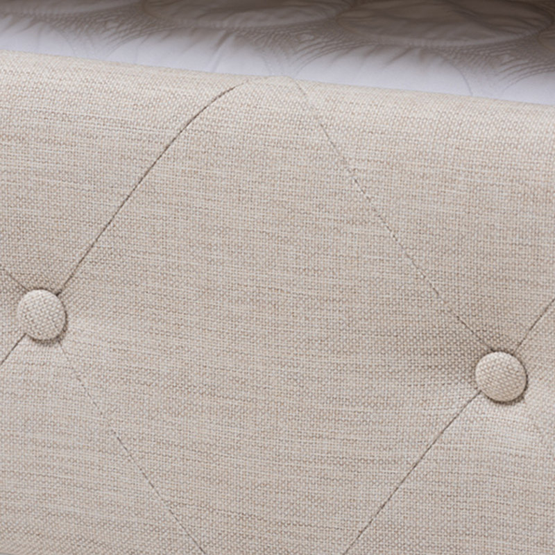 Lit de jour tapissier avec gigogne Jaila, Grand, Beige clair