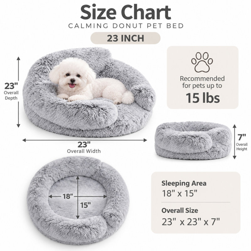 Round Faux Fur Pet Bed