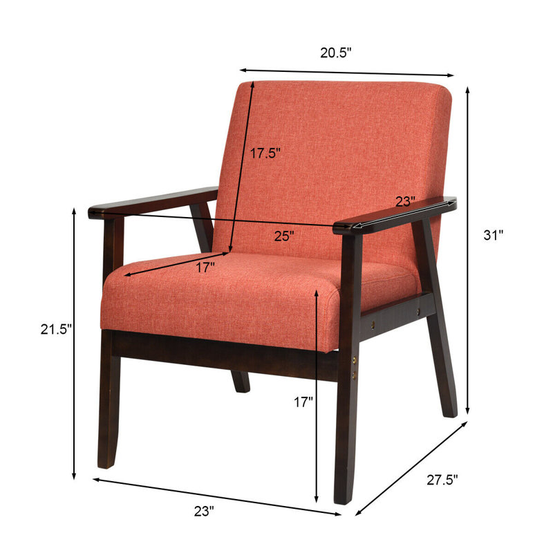 Fauteuil en lin l 23 po Janyce, Lin orange