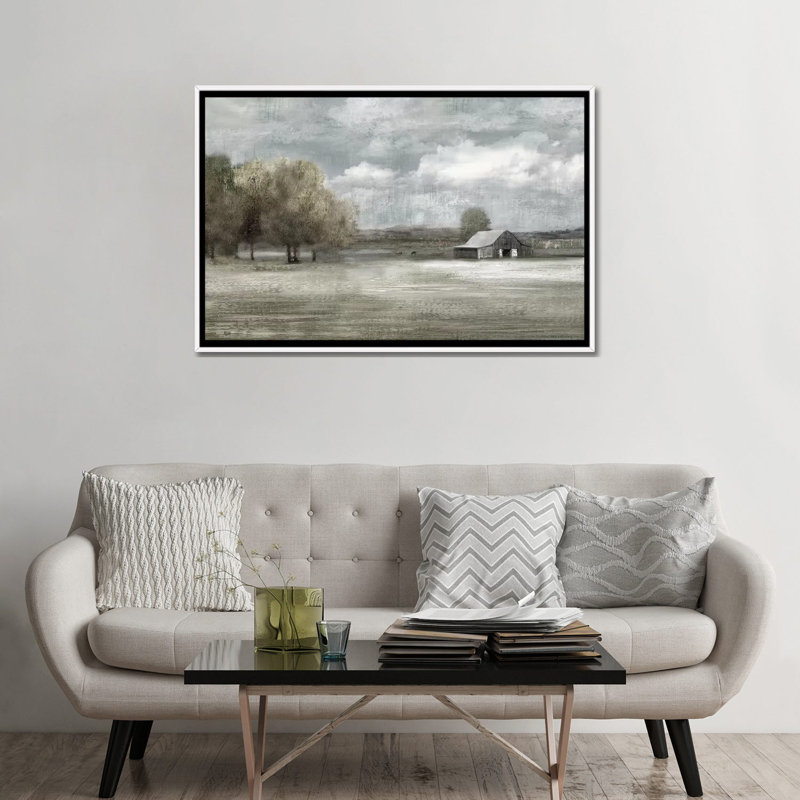 " Country Quiet " by Nan, White Framed, 32" H x 48" W x 1.5" D