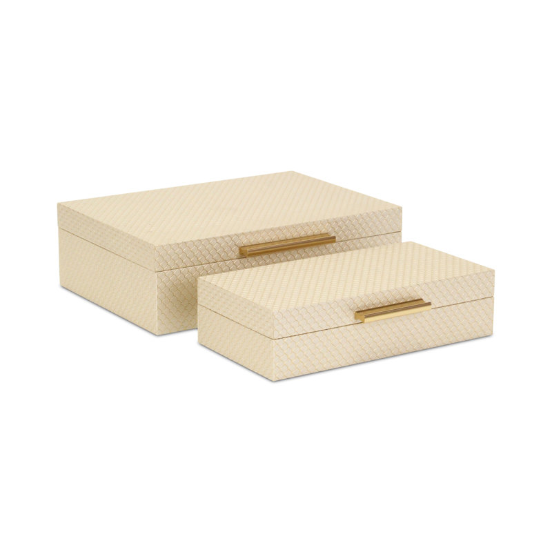Mariline Elegant Fish Scale Pattern Rectangular Box Set, Gold