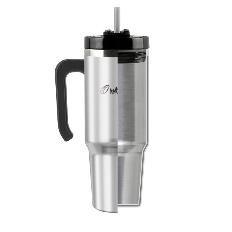 Outdoors Professional 30oz. Double Wall Insulated Travel Tumbler with Straw, Stainless Steel