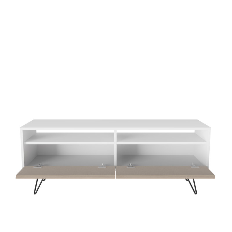 Crédence de rangement Kiyara, Blanc / beige