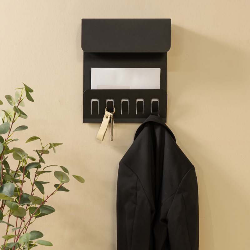KEEPER Steel Wall 5 - Hook Coat Rack, Black