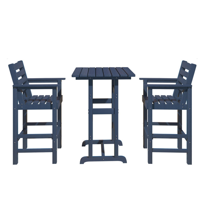 2-Person HDPE Outdoor Oversize Sturdy Bar Set, Blue