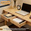 Bureau moderne en bois massif avec tiroirs, bureau à domicile à bords lisses pour petits espaces, bureau de travail pour chambre à coucher-129607441