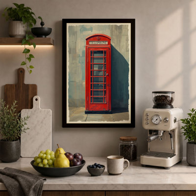 Red Telephone Box Vintage - Wrapped Canvas