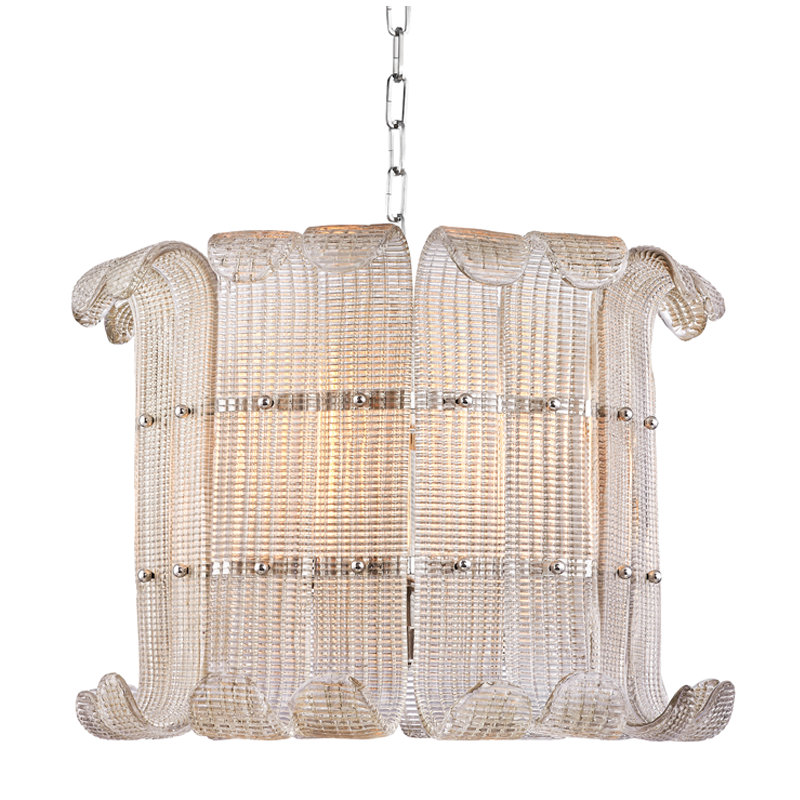Lustre cylindrique unique et remarquable à 8 lumières Brasher, Nickel poli