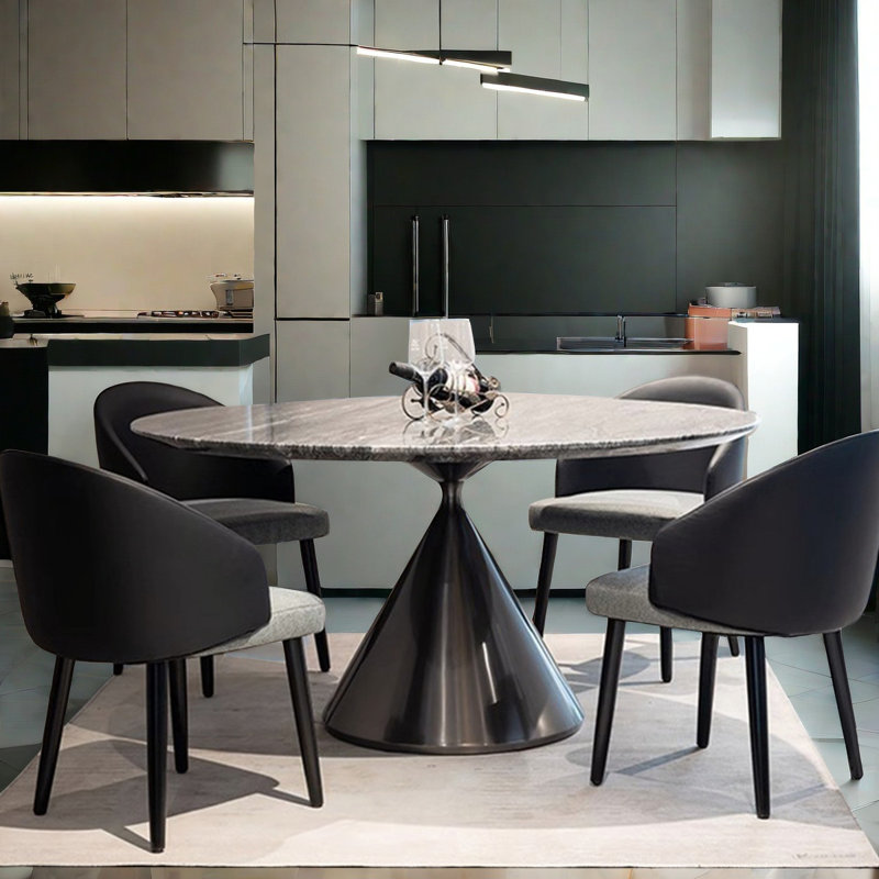 Modern Simple Round Marble Dining Table Sets, 29.5"H x 53.1"L x 53.1"W