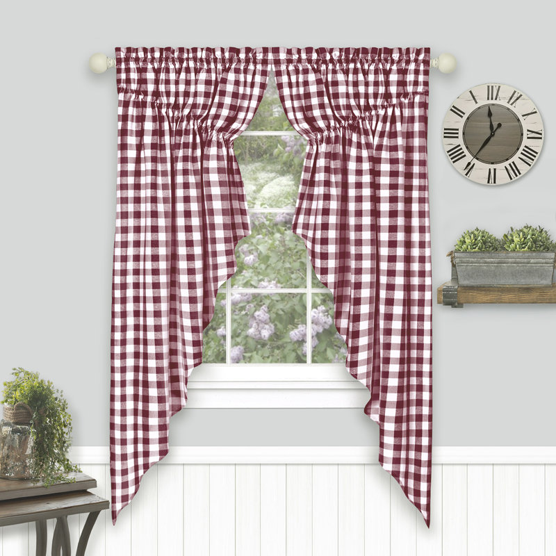 Draves Semi Sheer Curtain Pair, Burgundy