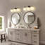 Cantara Modern Black 3-Light Vanity Fixture With Milk White Globe Glass Shades
