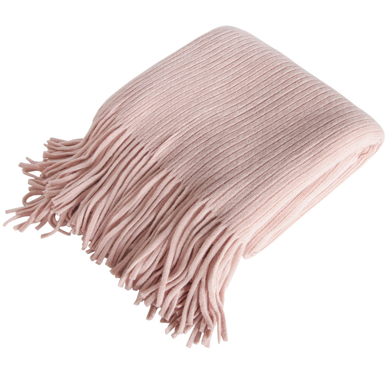 Jeté tricoté en acrylique NTBAY, Rose