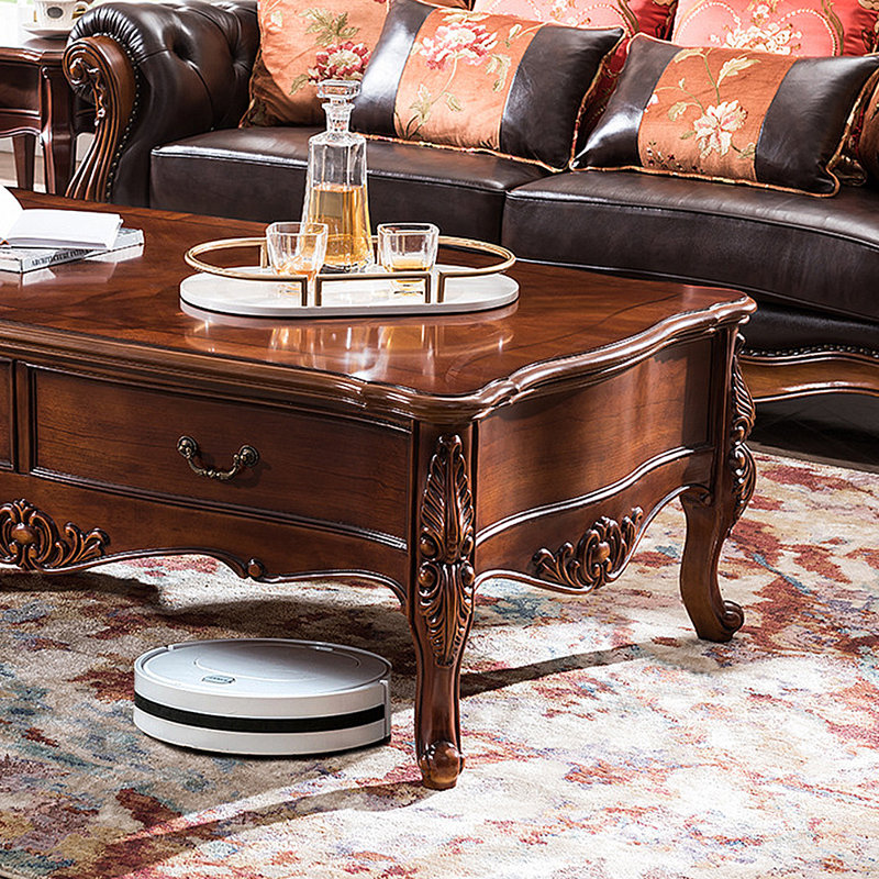 American solid wood carving coffee table, 20.87" H x 51.18" L x 27.56" W