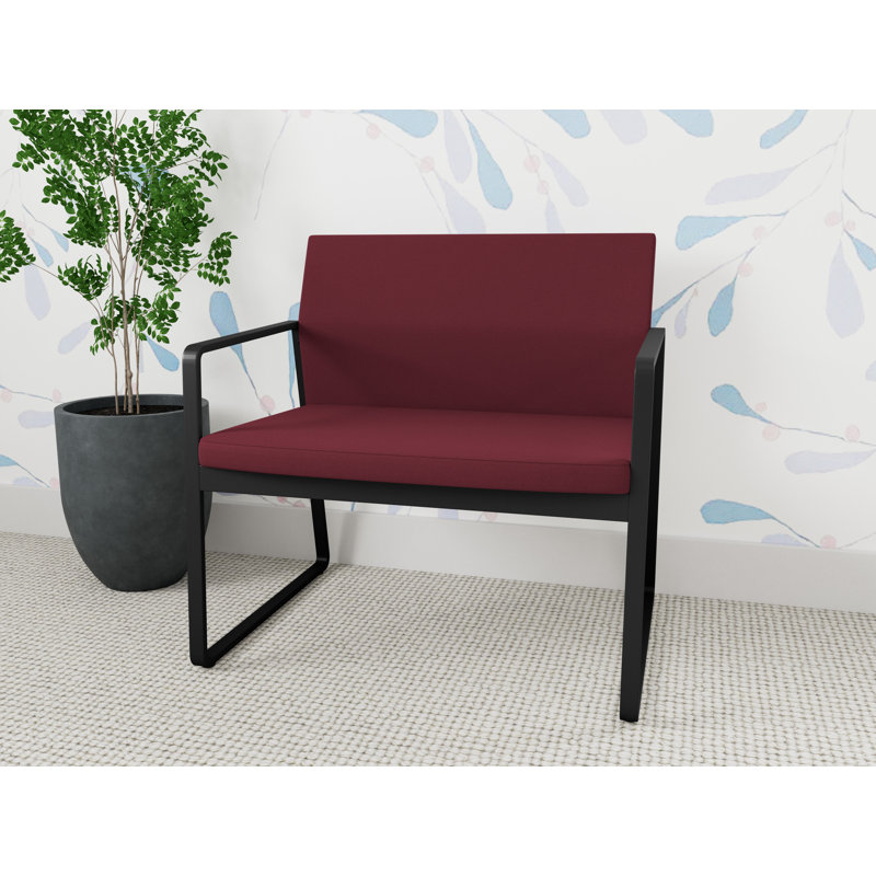 Fauteuil de bureau Gansett, Noir, Tissu vin ouvert