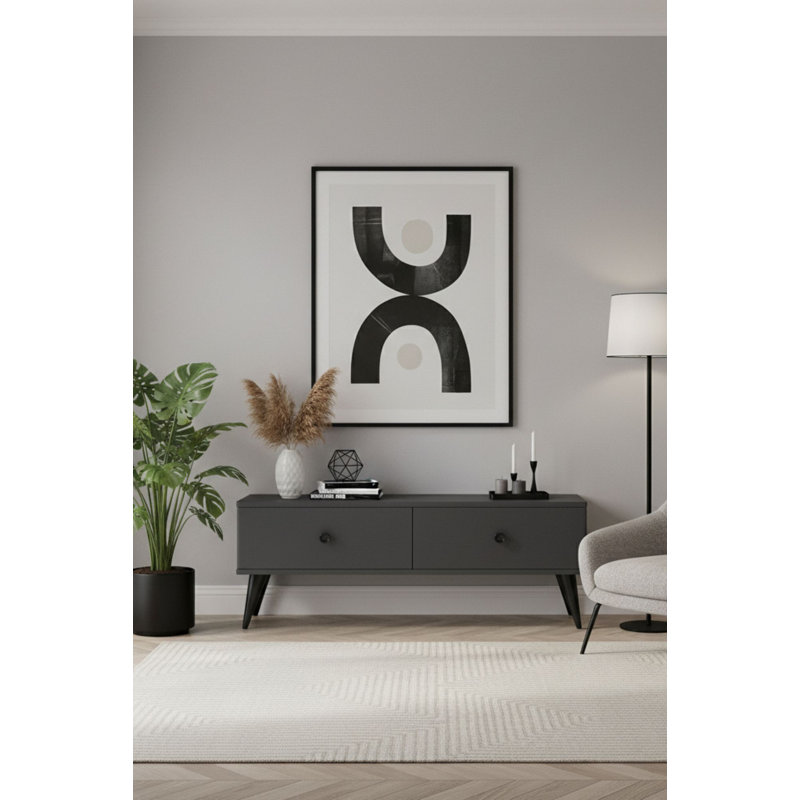 Modern TV Stand, Anthracite Color, 47.2 x 15.9 x 12.6 inches | 100% Melamine Coated Particle Board, Thickness: 0.7 inches | Wall-Mountable Design, Perfect for Living Room & Entertainment Spaces, Stylish & Functional
