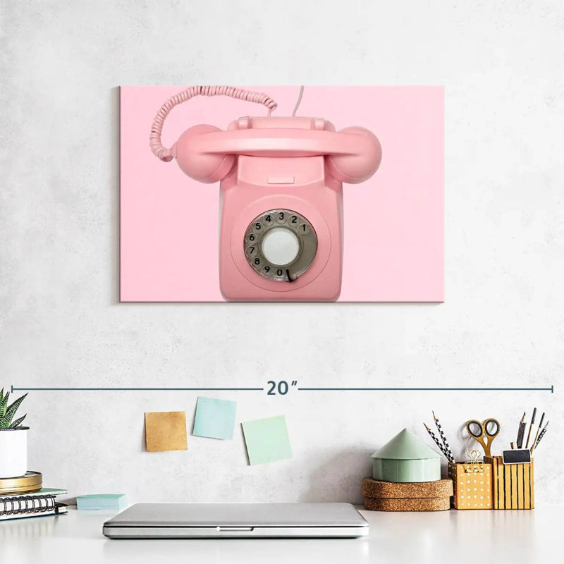 Kerner Pink Rotary Telephone, 8" H x 12" W