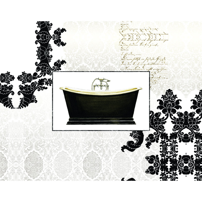 Black and White Bath - Painting Print, Wrapped Canvas, 81cm H x 122cm W