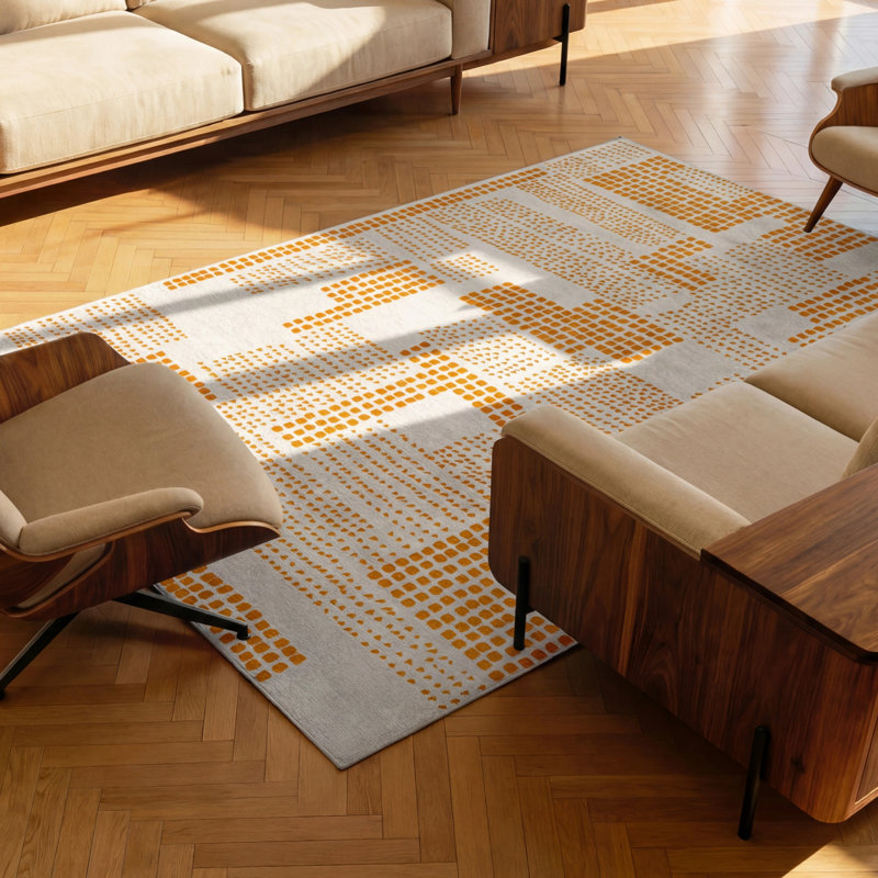 Jacquard Indoor / Outdoor Rug, Orange, Rectangle 80 x 150 cm