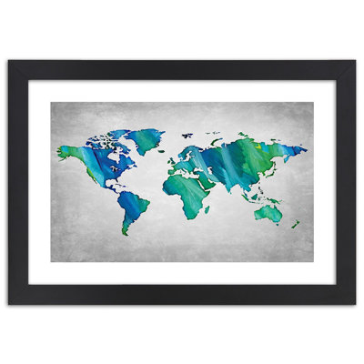 World Map. Colourful Desk - Single Picture Frame Print