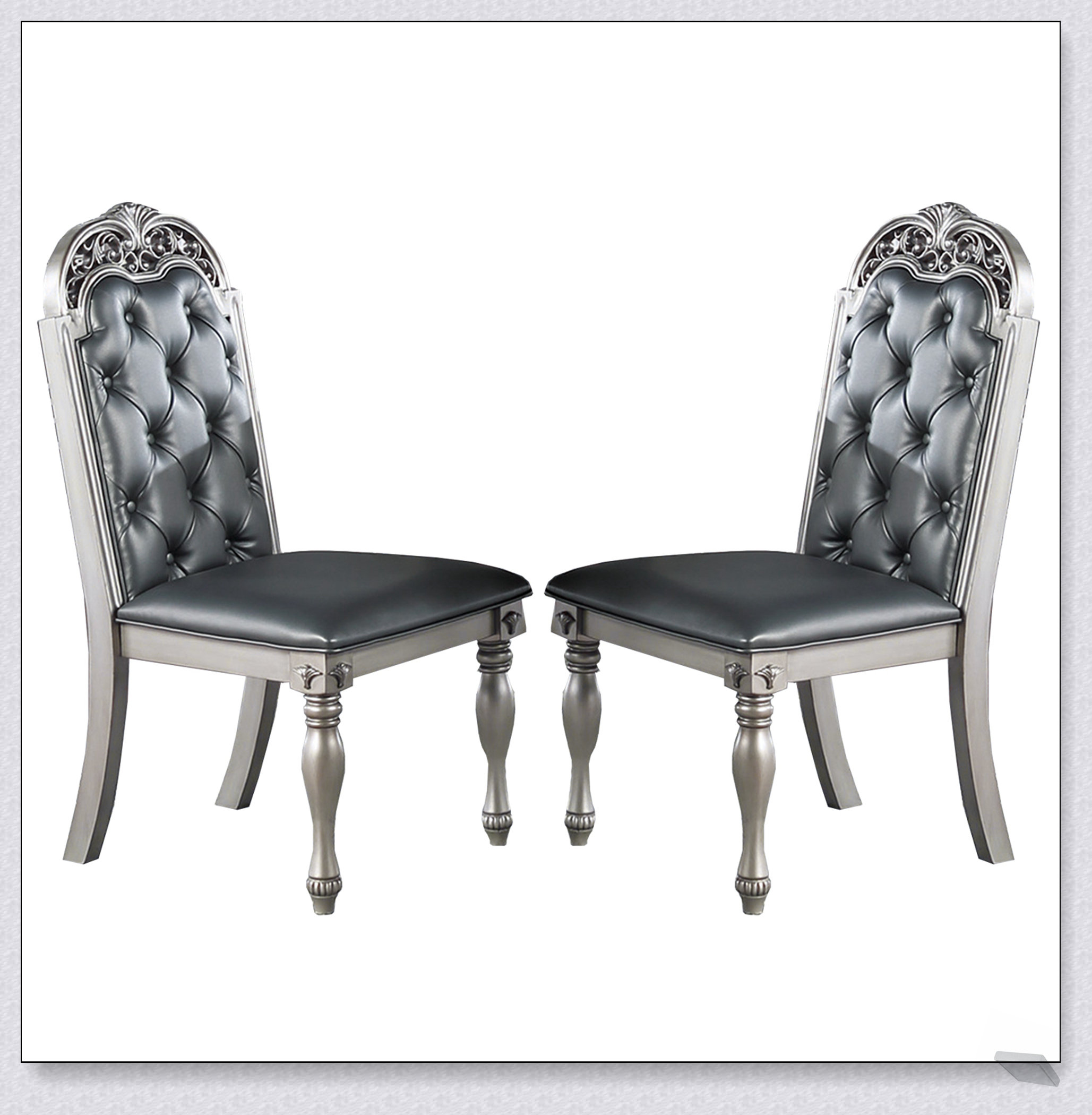 One Allium Way® Set of 2 PU Leather Upholstered Dining Chairs with ...