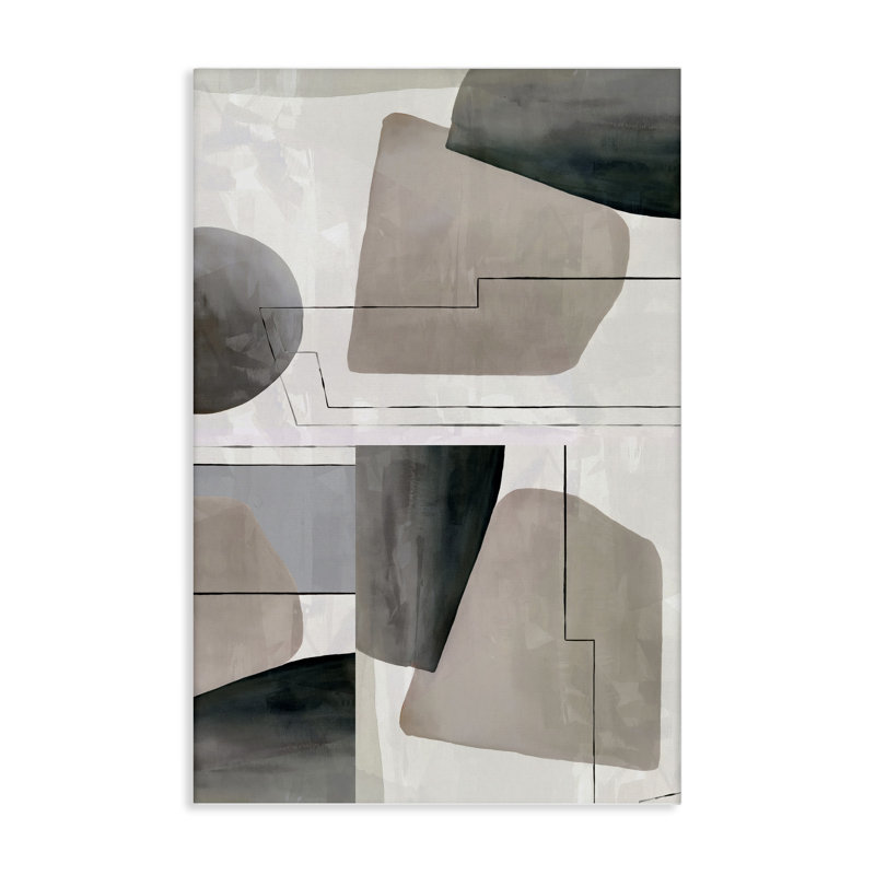 Art mural moderne à motif géométrique neutre, design par cartissi, H 45 po x l 30 po