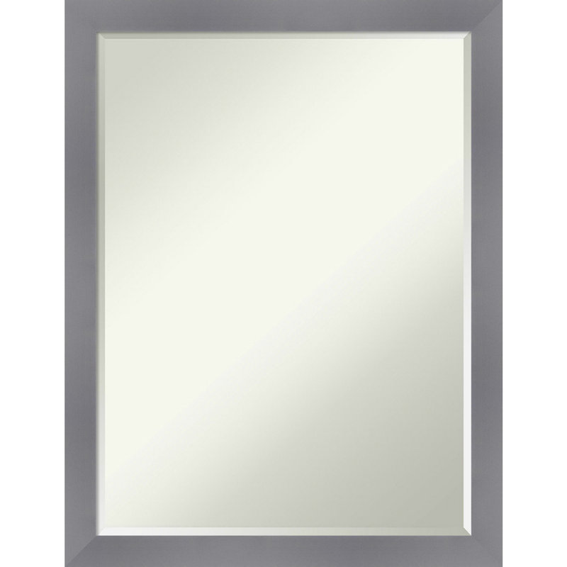 Edweina Solid Wood Rectangle Wall Mirror, 26.5" x 20.5", Gray