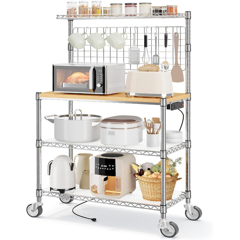 Chariot de cuisine avec support de micro-ondes 36 pouces Bakers