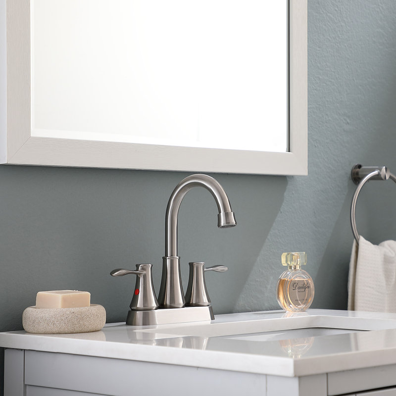 Robinet de salle de bain à ensemble central avec bonde, Nickel brossé