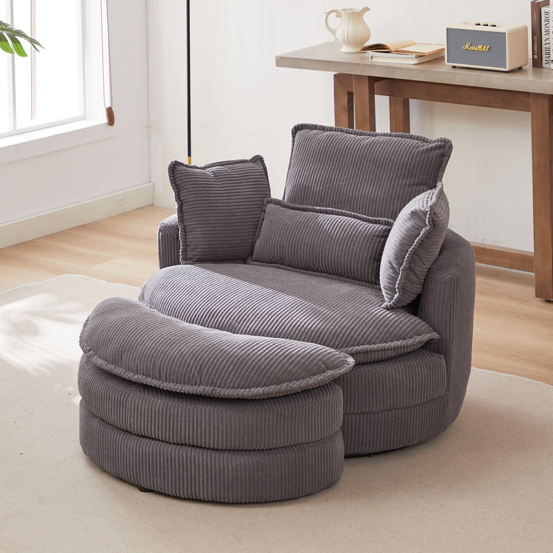 Chaise d'appoint pour le salon_2, Velours côtelé gris