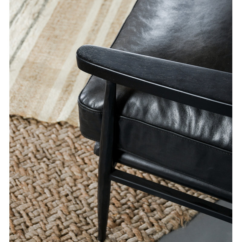 Arnold Leather Club Chair, Black/Black