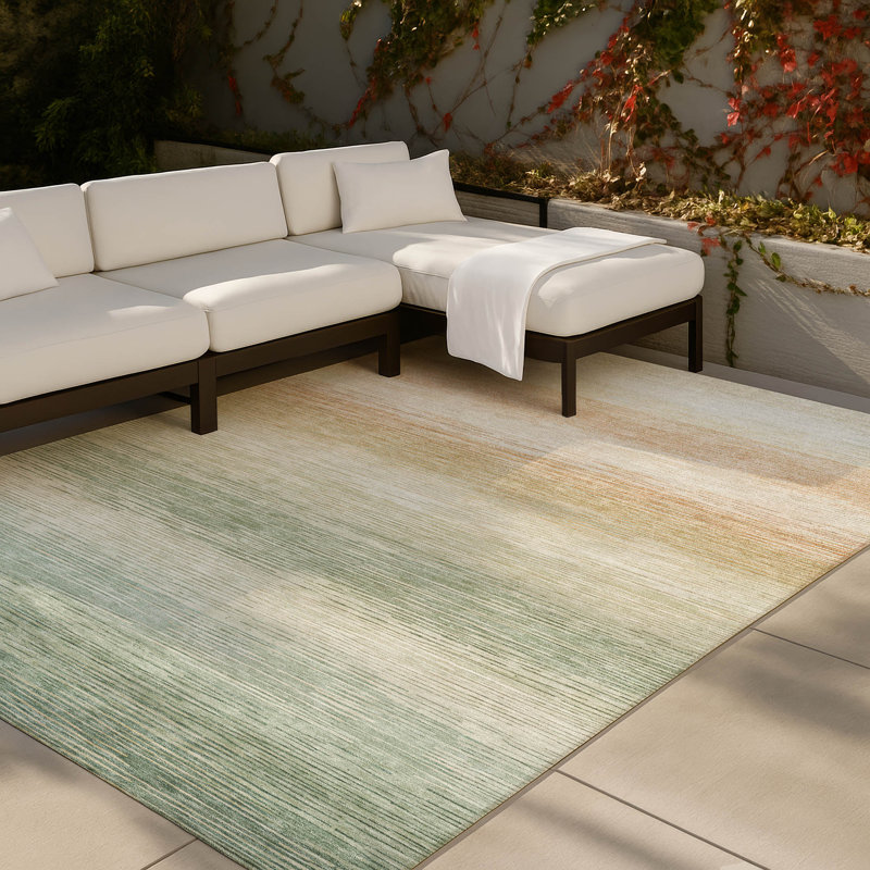 Machine Washable Indoor/Outdoor Chantille ACN2891 Striped Rug, Aloe, 10' x 14'