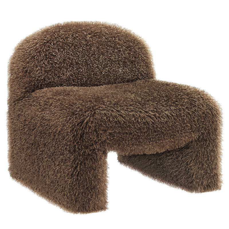 Mina Faux Fur Accent Chair In Brown, Brown