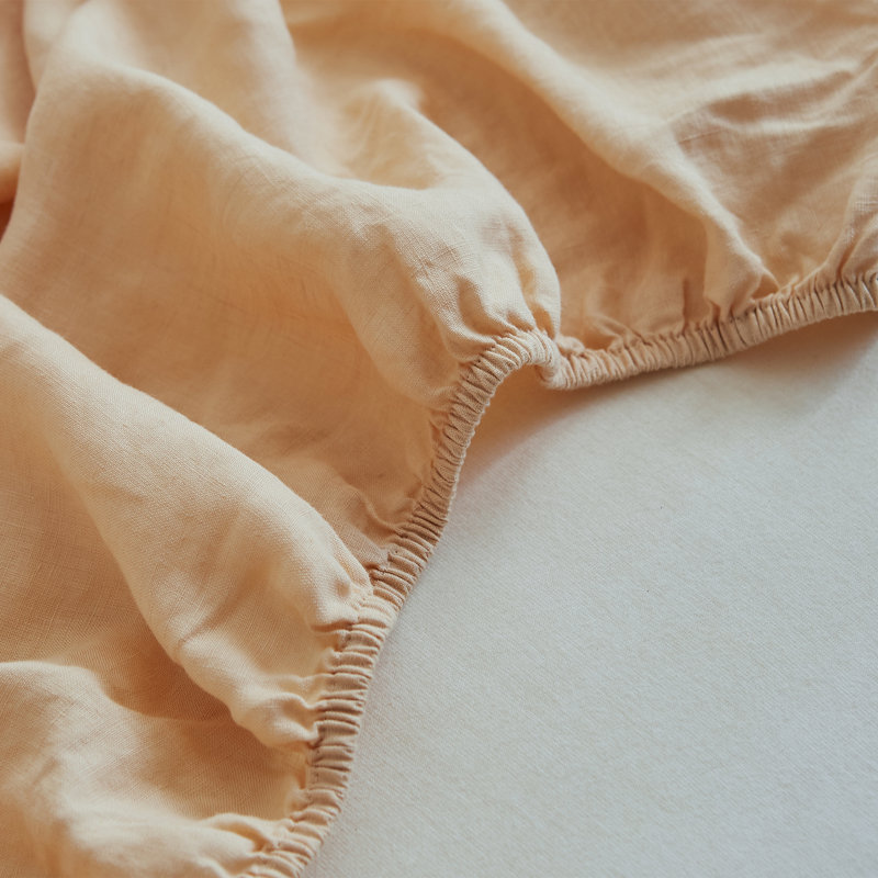 100% Linen Sheets Set, Queen Sheet Set with 2 Pillowcases, Sand