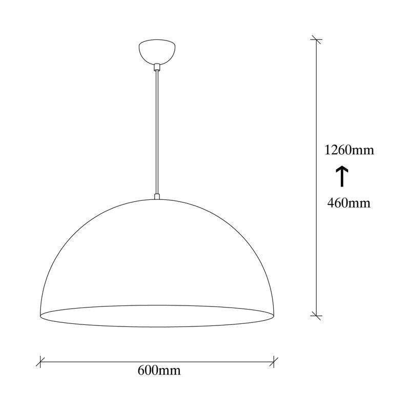 Express 1 - Light Dome Pendant, White, 60cm H x 60cm W x 60cm D