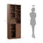 Bibliothèque de 71 po de hauteur avec armoire de rangement cachée, bibliothèque de bureau à domicile Mid-Century avec tablettes réglables-2069424029