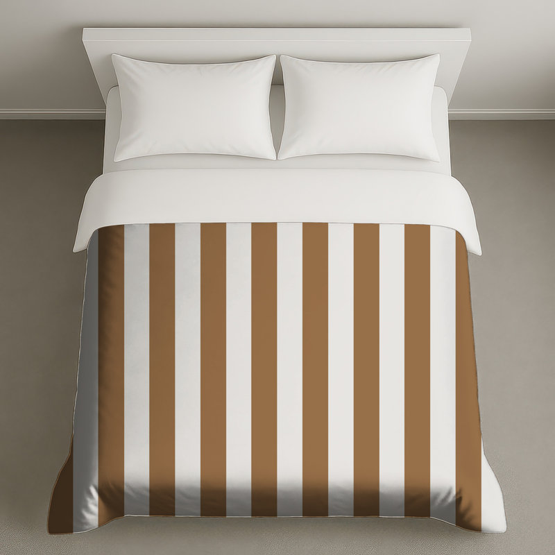 Brown Vertical Stripes Duvet Covers, Grand lit