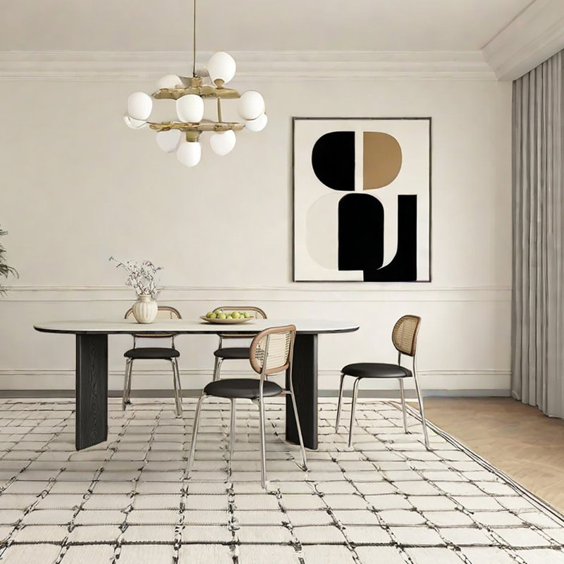 Oval Dining Table with Arched Legs, 29.5"H x 63"L x 31.5"W