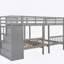 Lit double superposé double au-dessus de simple et simple, lit superposé triple en bois avec tiroirs et garde-corps, gris (ANCIEN SKU: LT000443AAE-1)