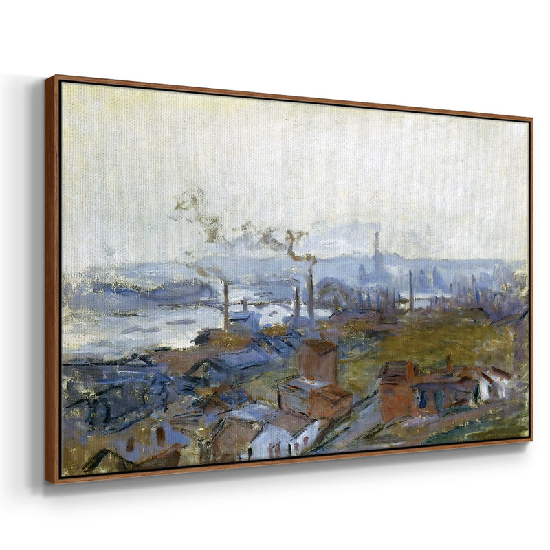 Vue de Rouen vue de la côte Sainte, reproduction d'art sur toile, H 27 po x l 41 po x P 2 po, Noyer