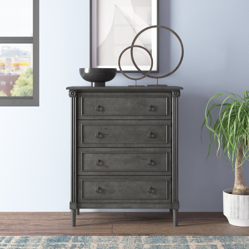 Commode 4 tiroirs Damjana, Gris