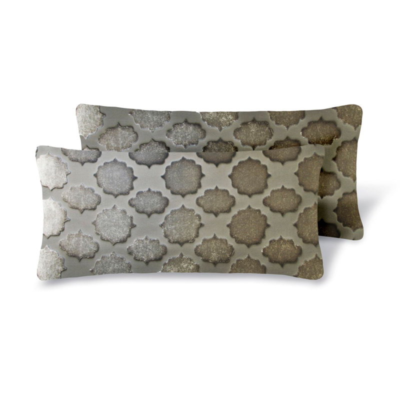 Mod Fretwork Rectangle Pillow Cover & Insert, Nickel