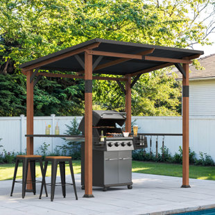 14' X 12' Aluminum Patio Gazebo, Grill Gazebo, Hardtop, Resistant Sloping Steel Roof