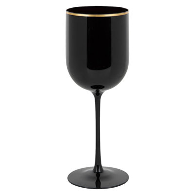 Verres à vin en plastique noir 12 oz avec bordure dorée 20 personnes Ecoqualité