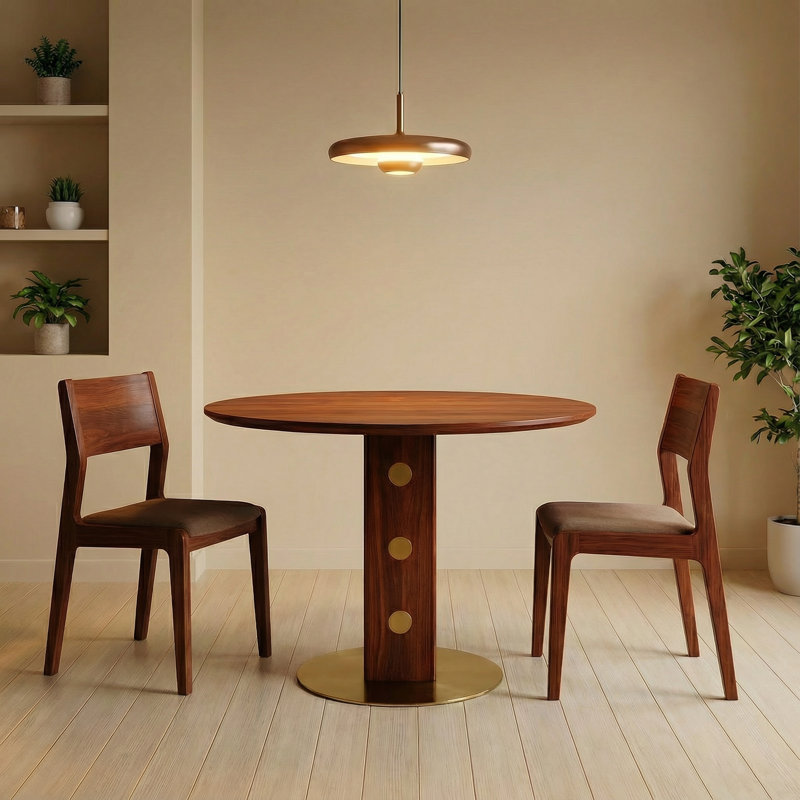31.5-inch Solid Wood Top with Solid Wood Legs Round Modern Dining Table