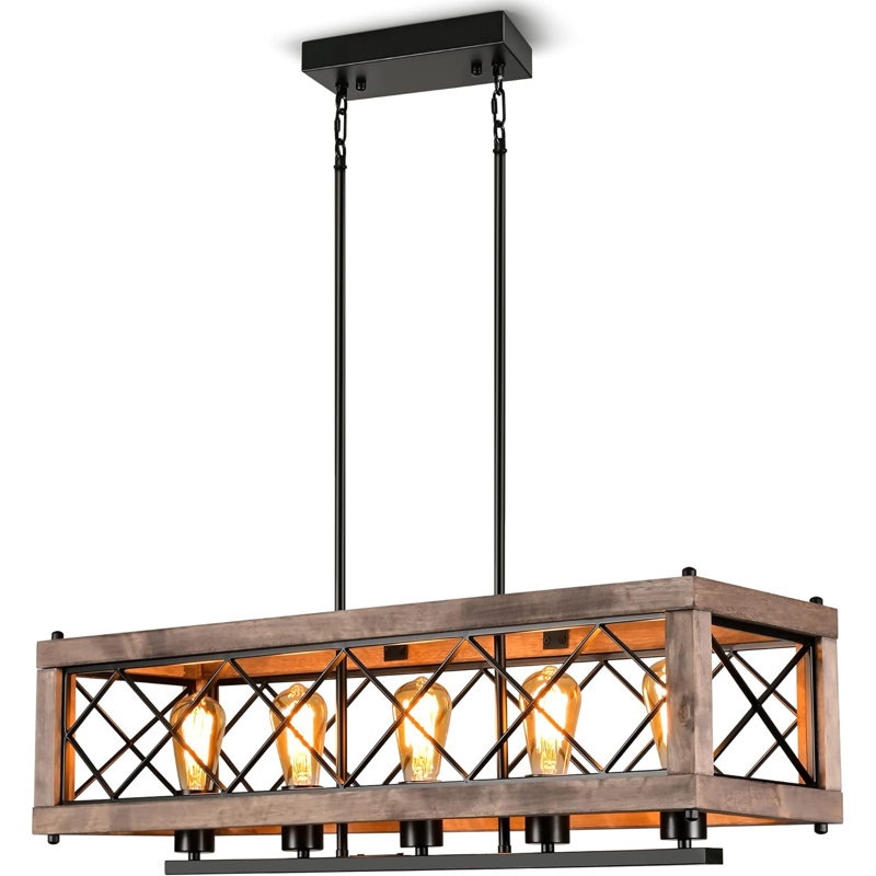 Lustre carré / rectangulaire à 5 lumières pour îlot de cuisine Jaishawn