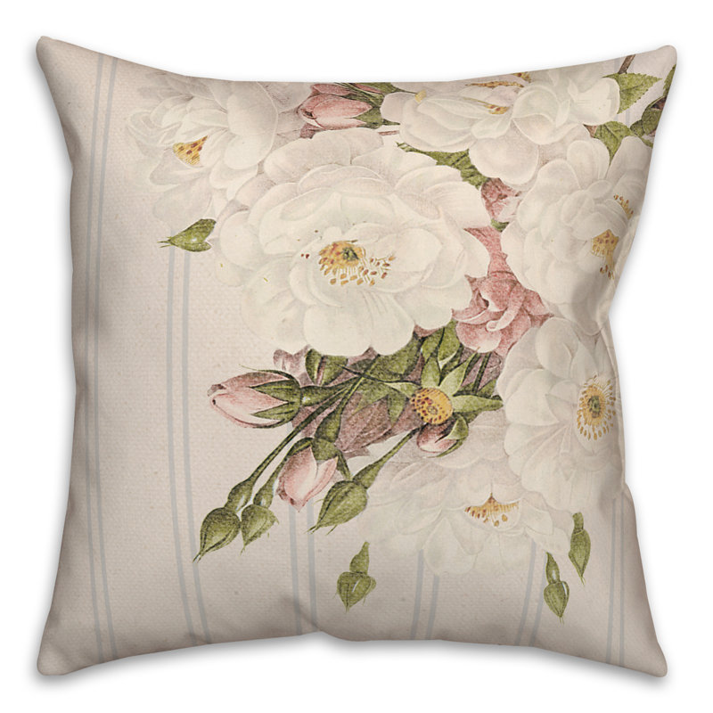 Floral Reversible Throw Pillow, 16" H x 16" W