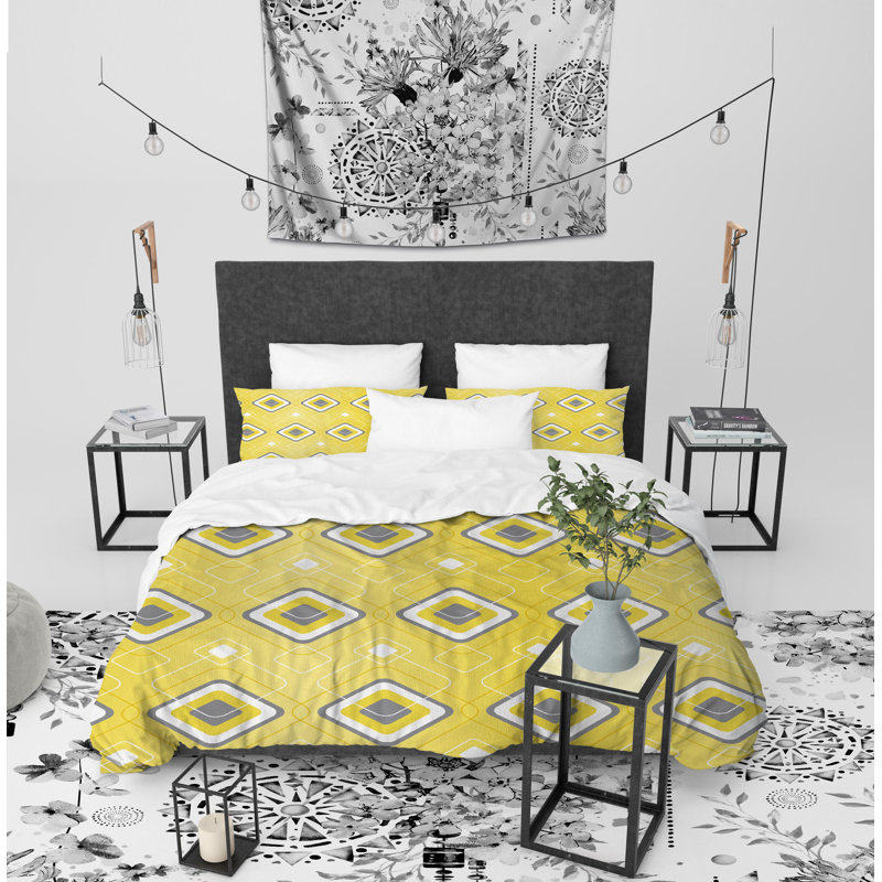 Overall Polyester Twill Geometric Shapes Duvet Cover, King Duvet Cover + 2 Pillow Cases