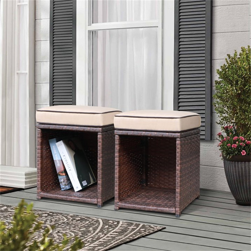 Repose-pieds avec rangement Kahmora, Beige