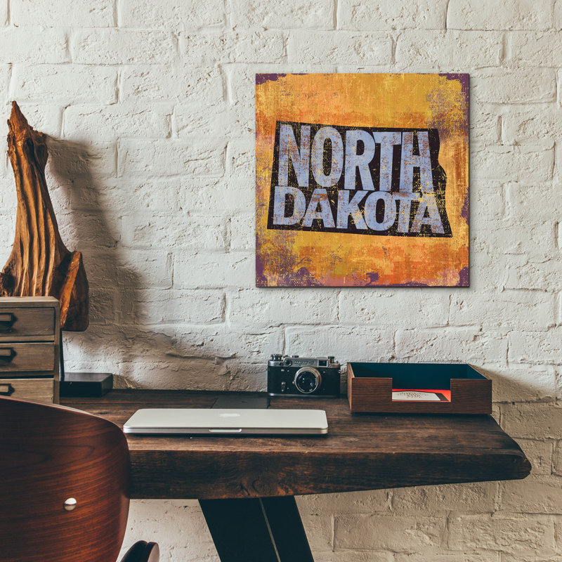  «North Dakota» par Art Licensing Studio, art mural en verre acrylique, 12 po x 12 po